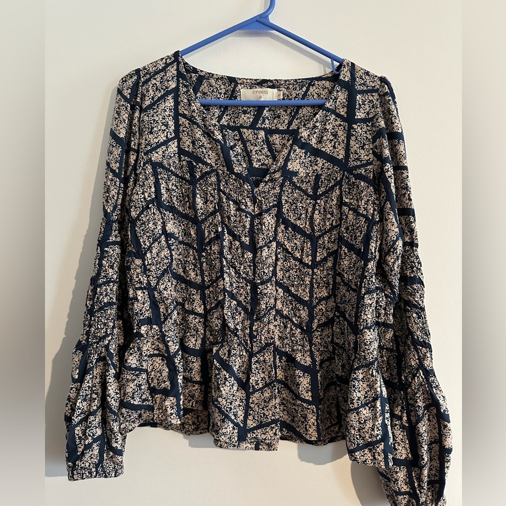 Cream brand Navy and Cream Women's Top